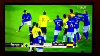 Brazil vs Colombia Neymar headbutts Murillo team Fight Copa America 2015