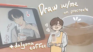 [draw🎨 + cafe w/me🐰] Procreate on iPad 11" . I make Dalgona coffee .artist. 2020