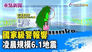 國家級警報響 凌晨規模6.1地震【重點新聞】-20240427