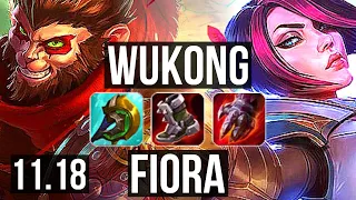 WUKONG vs FIORA (TOP) | 3.4M mastery, 1000+ games, 7/2/10, Rank 8 Wukong | BR Challenger | v11.18