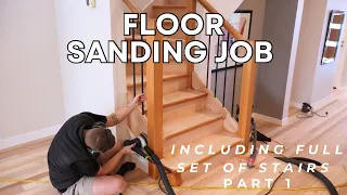 Floor Sanding Job | Including Full set of Stairs | Hardwood Floor Refinishing | Machine ASMR | PART1