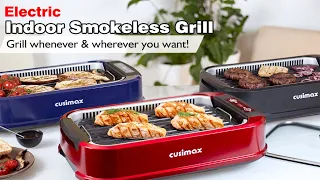 CUSIMAX Electric Grill Portable Korean BBQ Grill with Non stick Removable Grill and Griddle Plates