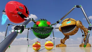 MS PACMAN & PACMAN VS SPIDER & DRONE ROBOT PACMANS || BEST ADVENTURES