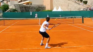 Rafael Nadal Practice Match vs Ferrer on Clay Court Level View Tennis Monte Carlo - ATP Training