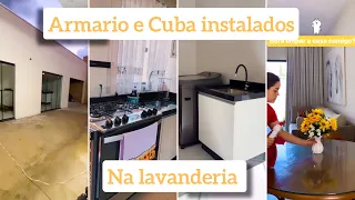 ATUALIZAÇÃO DA OBRA, CUBA E ARMARIO INSTALADOS NA LAVANDERIA,ARRUMANDO A CASA COM A MILY