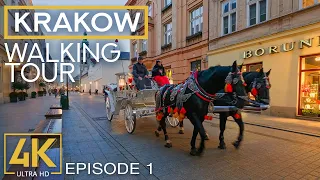 City Walk along the Streets of Krakow, Poland - 4K City Walking Tour with City Sounds - Episode #1