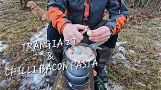 Trangia T27 Cooking, Chilli Bacon Pasta - Waterfall at Hunneberg