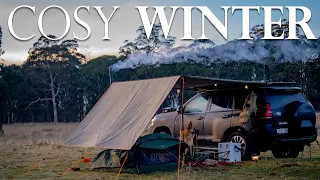 Embrace the Chill: Cozy Winter Camping with Nature ASMR and Campfire Cooking