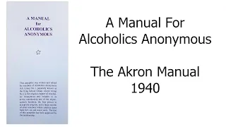 A Manual For Alcoholics Anonymous 1940