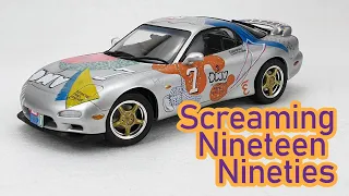 Racing Car with Hand-Drawn Livery—Tamiya 1:24 1993 Mazda RX-7 Scale Model Car