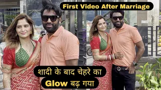Newlyweds Aarti Singh and Dipak Chauhan First Public Appearance After Their Marriage