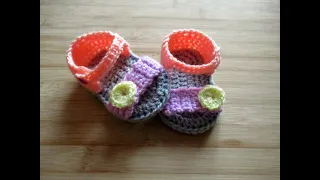 How to crochet Baby Sandals - Happy Crochet Club tutorial sole 3-6 months 4"