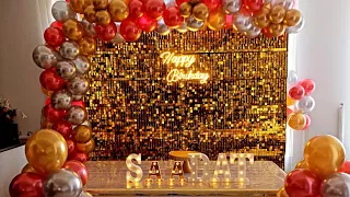 How to Create a Stunning Birthday Setup with Metallic Balloons & Shimmer Backdrop 🎈✨"