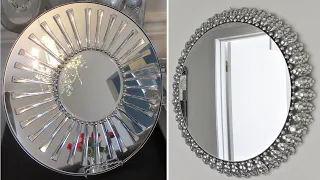 2 Large Mirrors made with Dollar Store Spoons for a Glam, Upscaled Look | Dollar Tree DIY