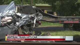 Car struck in Birmingham by Amtrak train