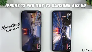 iPhone 12 Pro Max vs Samsung Galaxy A52 5G | Apple A14 vs Snapdragon 750G 5G Speedtest, Comparison