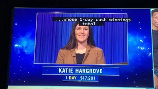 Jeopardy, intro & 1st Daily Double already 😂 - Katie Hargrove Day 2 (3/17/22)