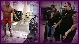 Kurt Angle Inadvertently Soils The Undertaker's Motorcycle?! 7/6/00
