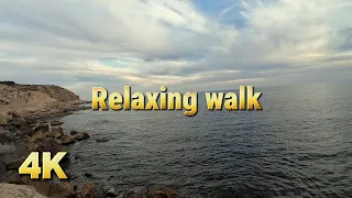 A relaxing walk through the rocky coves. virtual trip to Benidorm Costa Blanca Spain. Video 4K Relax