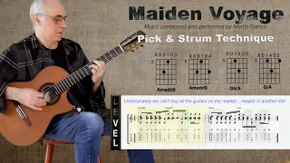 Acoustic guitar tab. "Maiden Voyage" Strumming guitar and picking guitar by Martin Patrick