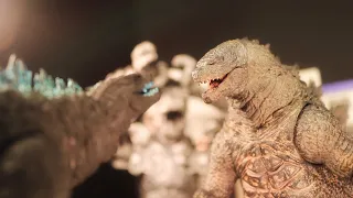 When sh monsterarts meets hiya toys |kaiju fight| Hiya toys Godzilla stop motion