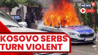 Kosovo Police Fire Tear Gas At Serb Protest Against Appointment Of Albanian Mayors | News18 Live