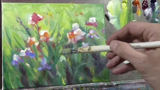 Irises time lapse Painting Demo