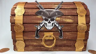 Из обычной коробки для обуви сделала шикарный пиратский сундук своими руками!