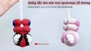 Crochet a cute spiderman keychain | Móc móc treo người nhện dễ thương ♥ | RiO's Corner