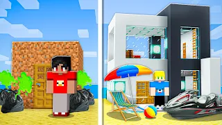 Casa na PRAIA DE RICO vs. Casa na PRAIA DE POBRE no Minecraft!