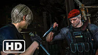 Resident Evil 4 Remake - Knife Fight Leon vs. Krauser & Luis Death | 4K 60FPS