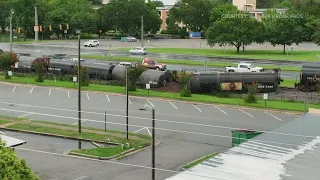 Drone footage of Georgia train derailment