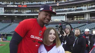 Megan Forshey meets Cleveland Guardians outfielder Oscar Gonzalez; gives him walk-off home run ball