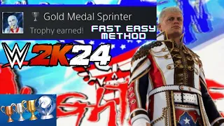 Gold Medal Sprinter Trophy guide Easy way WWE 2k24 & Giveaway