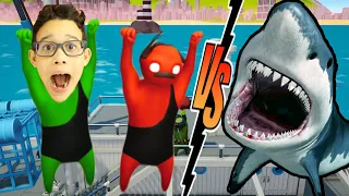 HOMEM DAS CAVERNAS vs TUBARÃO NO JOGO GANG BEASTS