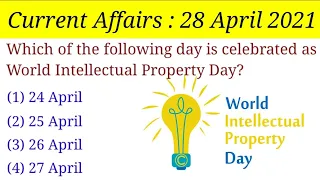 28 April 2021 || Current Affairs in English || Daily Current Quiz 2021