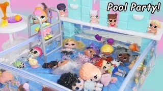 Pool Party in Barbie Waterfall Pool with LOL Surprise Dolls #Hairgoals   Makeover Series 5