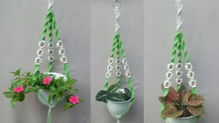 Macrame With Floral Plant Hanger Tutorial | Beginner | Spiral Knots Pattern