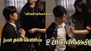 So Soohyun taught Jiwon how to loosen the necktie😭🤣 #QueenOfTears It’s really Soohyun’s adlibs🤣