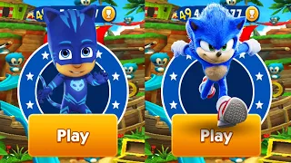 Sonic Dash vs Catboy PJ Masks - Movie Sonic vs All Bosses Zazz Eggman - All Characters Unlocked