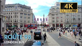 London Bus Ride, Route 98, Double Decker, 4K Virtual Tour