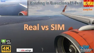 FS 2020 LEBL Barcelona - REAL vs SIM - Landing Passenger Cabin View A320  EasyJet