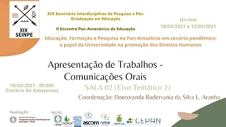 Apresentação de Trabalhos - Comunicações Orais: SALA 02 (Eixo Temático 2)