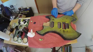 Kit guitar Green Burst dye 2nd coat Keda dye