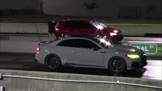 Audi RS5 Full Bolt Ons & Turbos and VW Golf R At Test and Tune - 1/4 Mile