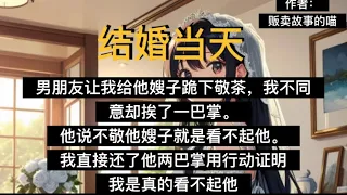 【爽文】结婚当天，男朋友让我给他嫂子跪下敬茶，我不同意却挨了一巴掌。他说不敬他嫂子就是看不起他。我直接还了他两巴掌用行动证明我是真的看不起他。 #完结小说 #爽文 #一口气看完 #好文推荐