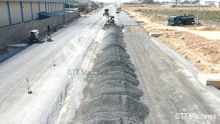 Nice Showing Skills Operator Komatsu Bulldozer Trimming And Spreading Gravel Build New Road