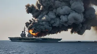 1 minute ago! Putin cries blood over his most advanced aircraft carrier being blown up by the US!