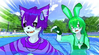 Hoppy LEVA CatNap para um ENCONTRO NA PISCINA no Smiling Critters Anime!