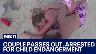 Drunk couple passes out on Florida beach, is arrested for child endangerment